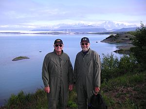 At the Bering Glacier, Alaska, Glenn Mroz and Dave Reed