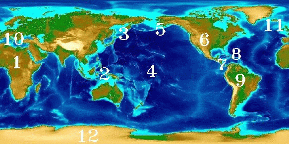 Indexed Tectonic Map Of The World