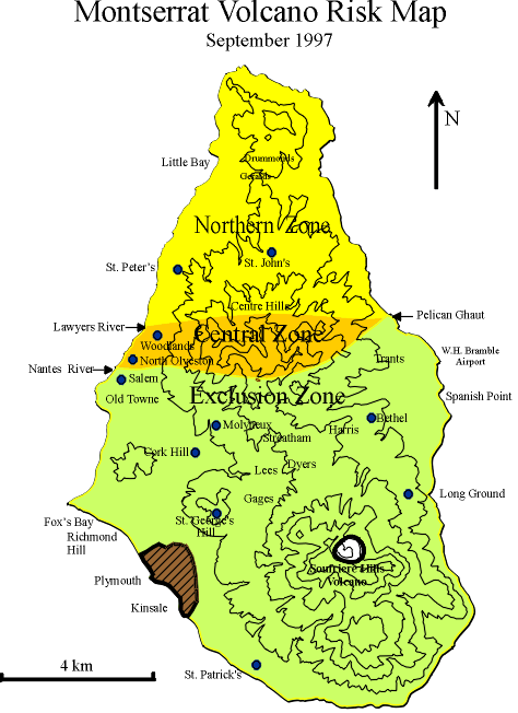 Volcanic Risk Map Updated September 1997